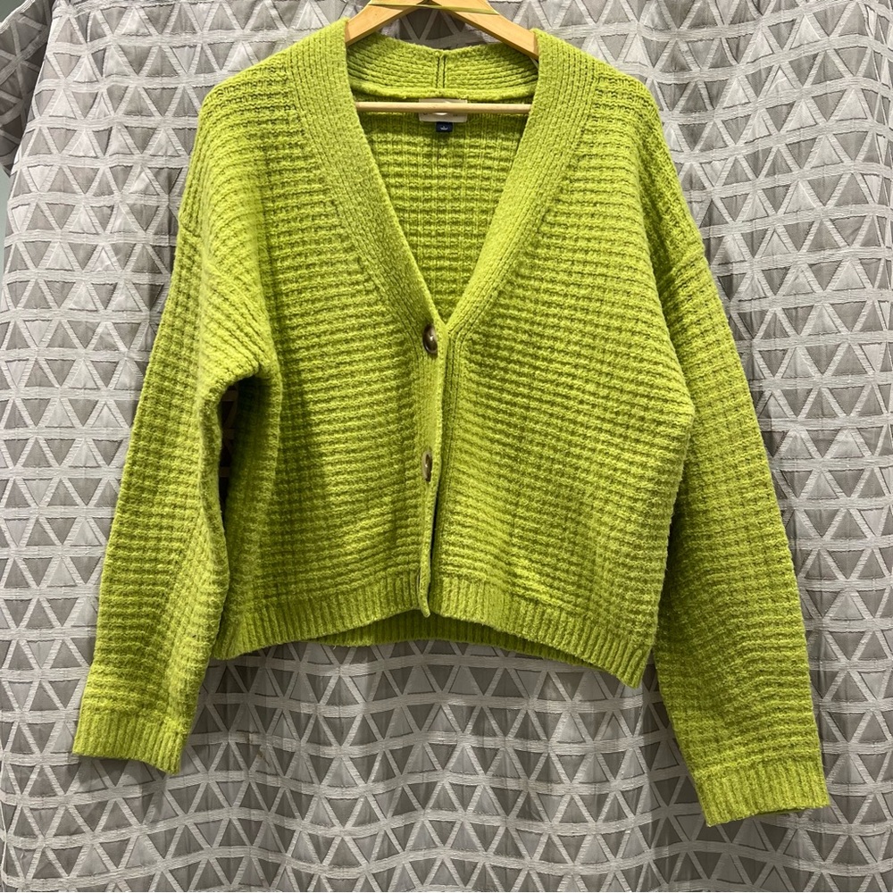 Green Waffle Knit Sweater